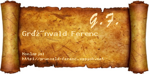 Grünvald Ferenc névjegykártya